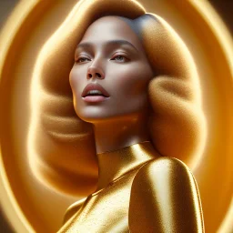 beautiful cosmic golden woman, long hair, nice smiling, magic glamour make up, delicate colors, beautiful glamour galactic golden dress, ultra sharp focus, 8k, unreal engine 5, extremely sharp detail, light effect, soft light atmosphere of a spaceship, smooth, full of details, face in front, complete vision of body