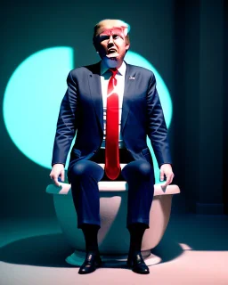 Donald Trump sitting in toilet scene, without pants, realistic image, hooper style, casual, concept art, smooth, unreal engine 5, god lights, ray tracing, RTX, lumen lighting, ultra detail, volumetric lighting, 3d.