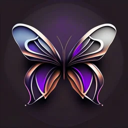 symetry!!, butterfly!!, view from a side, wings waving, logo, NFT, futuristic, curves, lines, simple, gradient, creative