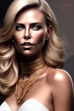 portrait full body, robot with face charlize theron, many lights in body, eyes lights