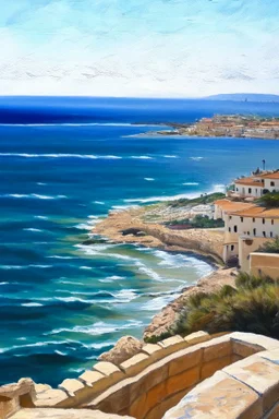 Mirador, salou, spain, painting, ocean view