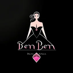 Create a logo with the name Deniz Boutique, inspired by diamond dresses, with the symbol of the dress, baby pink, black background.