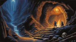 Underground cave full of bones. Painted by Jeff Easley