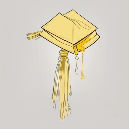 line drawing of a graduation hat with a tassel. the tassel is yellow. White background.