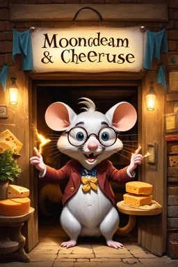 - “Mr. Whiskers McStreusel crazy old mouse with big nose doing magic inside his magic cheese shop, a wiry fellow with wild white hair and glasses so large they practically covered his whole face.” iside cheese shop “Moonbeam & Cheese”, and it had a sign hanging above the door that read: “The Only Cheese Shop Where the Stars Come to Roost!” The shop was run by a peculiar old man, Mr. Whiskers McStreusel, a wiry fellow with wild white hair and glasses so large they practically covered his whole fa