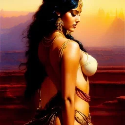 Drawing of beautiful face,busty Dejah Thoris,sweet stare,Mars,desert,minimal ancient armor, balanciaga fashion clothe painting by gaston bussiere, greg rutkowski, yoji shinkawa, yoshitaka amano, tsutomu nihei, donato giancola, tim hildebrandt, oil on canvas, cinematic composition, extreme detail,fit full head inside picture,16k