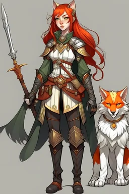 Teenaged Female Red haired kitsune paladin