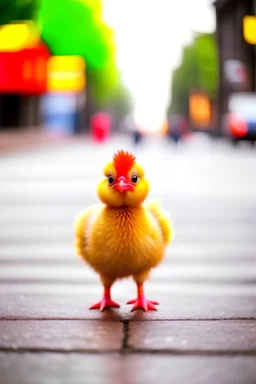 صغير الدجاجةصغير الحجم جميل ولطيف وهو واقف مصدوم في الشارع