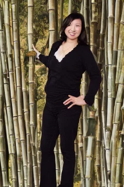 Full body portrait, , medium shot lady bamboo gag