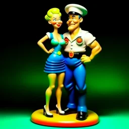 Popeye y su novia Oliva, arte estilo pop, calidad ultra, hiperdetallado, 64k, full body