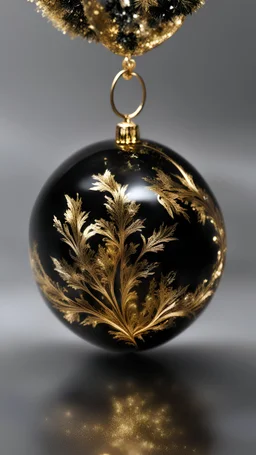 smoke art gold and black colours with shiny glass christmas bauble