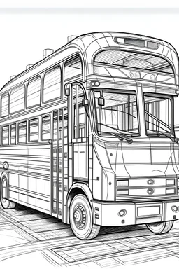 create outline realistic clear bus, low details, white background for my coloring book