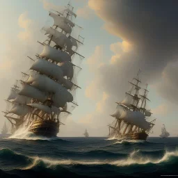 Ship of the line firing broadside, 1793, spanish mediterranean sea, waterfront, alphonse mucha, greg rutkowski, sharp painting, volumetric lighting, volumetric clouds, maya render, hyper detailed, 8k, uhd, exaggerated colors, fantasy art, felix kelly, seb mckinnon, jessada sutthi, boris vallejo, lin chen