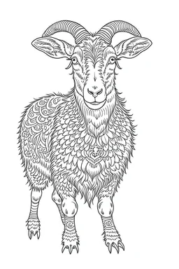 Outline art for Alpine Goat Mandala, White background, Sketch Style, full Body, Only use outline, Mandala style, clean line art, White background, no shadows, and clear and well outlined