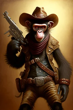 bounty hunter monkey cowboy with pistols