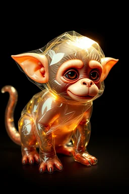 glorious transparent transcendent cute monkey gremlin orc dog built as bubble wrap art