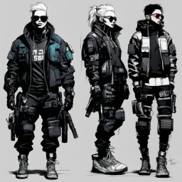 Cyberpunk techwear rough concepts by Andy Warhol