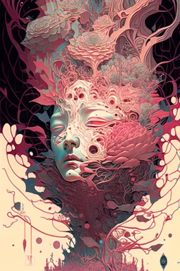 Controlled Chaos; insanely detailed; intricate; award-winning; rose tones; beautiful; surrealism; Victo Ngai, Salvador Dali, Alex Pardee