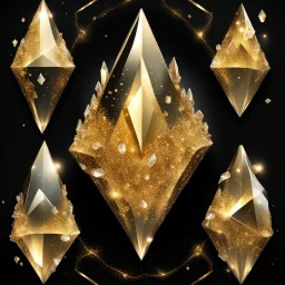 Generate a Movie Poster: "Cursed Golden Crystals" On Royal Black Velvet Background.