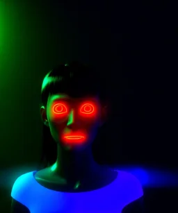 Ultra realistic photographic night portrait, cinematic, <Asian woman> many wires coming out of the head <perfect pupil> <cyborg arm> <garage> <wide angle Shot> <sci-fi futuristic> <thriller>, neon lights, color fog, soft color, highly detailed, unreal engine 5, ray tracing, RTX, lumen lighting, ultra detail, volumetric lighting, high definition.