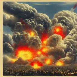 atomic explosion, huge battle scene