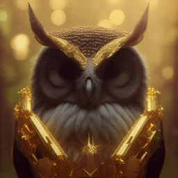 realistic, octane portrait, natural lighting,full body shining gold metal,insanely,elegant, bokeh, volumetric lighting, extreme detail, Photorealism, High detail, Hyper realistic Owl in forest, macro lens blur,cinematic, cinema4d, HDR, 8k, unreal engine 5