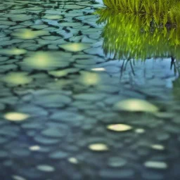 Reflection of plants in pool of water, nature photography, calm, Zen, soft lighting, beautiful, award winning landscape photography