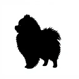 silhouette of a pomeranian , black on white vector