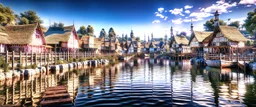 lake city during the iron age realistic, photorealistic, natural lighting, elegant HDR complex picture Octane hyper realistic cinematic reflections very detailed