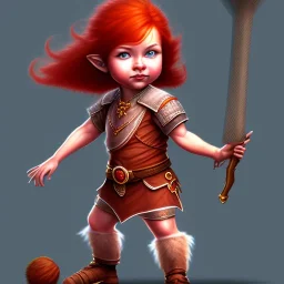 Full body Red hair halfling girl