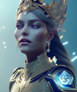 A portrait of a crystalised queen, atmospheric, realistic, unreal engine, cinematic lighting, octane render.