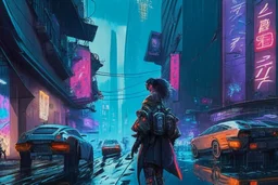 masterpiece, high detail, best quality, Cyberpunk street, comic style