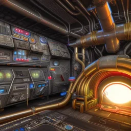 Inside the engine room of a starship