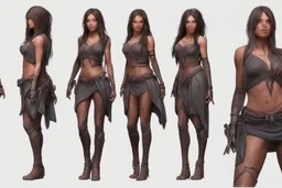 Female character full anatomy Proportions including front, side, and back model sheet .stylized animation character 8k Art station. stylized realistic style character