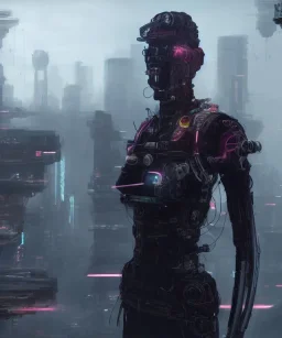 portrait post-apocalypse cyborgs in a cyberpunk city, sci-fi fantasy style, 8k,dark