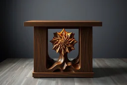 image of a meble with 3d fractal base decoration made of good wood no background