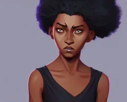 Portrait of a dark skinned 9 year old witch girl with afro hair by Nick Harris