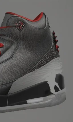 Jordan 3 black sneaker made out of fire. Animation movie style.