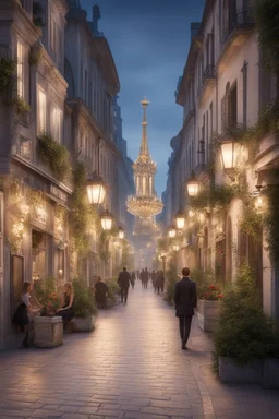 the design of a pedestrian street environment in the romantic and fabulous style
