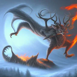 Fire dragon hunting a deer