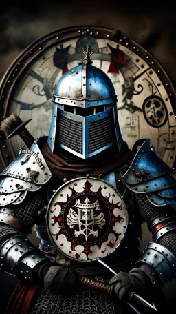 A photo blending a medieval knight's armor with mysterious symbols, symbolizing the enigmatic legends and enduring legacy of the Knights Templar
