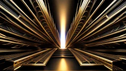a 3d fractal stage structre made of metallic color 3d structures, pertty artistc background