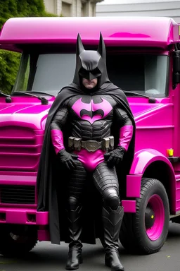 batman in pink lorry