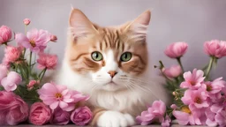 Beautiful cat with flowers