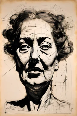 Weird face of a lying giant lady, sketchdrawing by William Kentridge