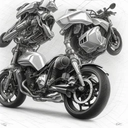 technical concept study, pencil sketch, motorcycle the inspired 2019 Honda CB1100 RS