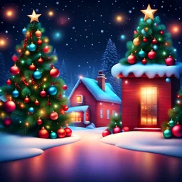 Hyper Realistic colourful Christmas background at night