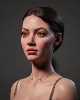 Realistic Waist up Portrait young woman, face muppet, retro style, photo studio, unreal engine 5, god lights, ray tracing, RTX, lumen lighting, ultra detail, volumetric lighting, 3d.