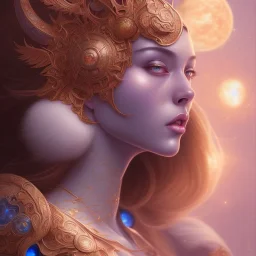 sango fantasy, fantasy magic, intricate, sharp focus, illustration, highly detailed, digital painting, concept art, matte, artgerm and paul lewin and kehinde wiley, masterpiece sexy lips Asian lady body Papu New Guina blue space lady space sun galaxy