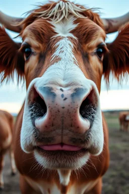 cow with big lipstick mouth, big lips